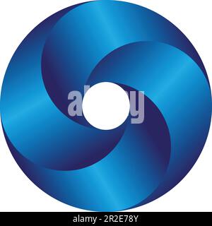 Creative Logo Design. Blue gradient infinite circular shape. Optical illusion Letter O or a ring. Abstract endless geometric loop. Vector illustration Stock Vector