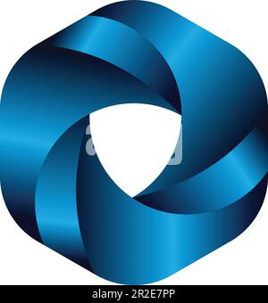Creative Logo Design. Blue gradient infinite circular shape. Optical illusion Letter O or a ring. Abstract endless geometric loop. Vector illustration Stock Vector