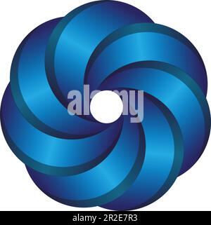 Creative Logo Design. Blue gradient infinite circular shape. Optical illusion Letter O or a ring. Abstract endless geometric loop. Vector illustration Stock Vector