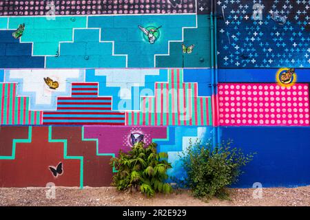 Colorful abstract mural in Gallup, New Mexico, USA Stock Photo