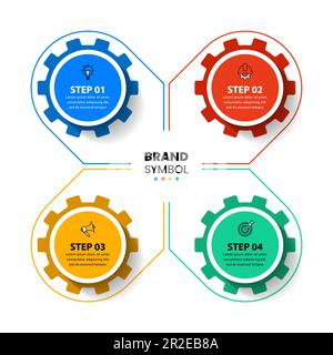 Infographic template with icons and 4 options or steps. Gears. Can be used for workflow layout, diagram, banner, webdesign. Vector illustration Stock Vector