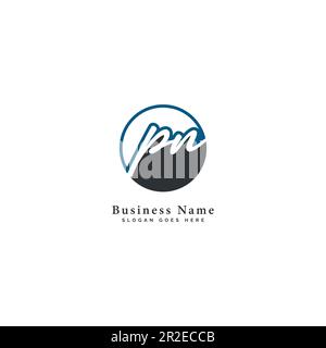 P, N, PN Initial letter handwritten and signature vector image template in round shape logo Stock Vector