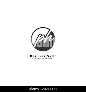 P, H, PH Initial letter handwritten and signature vector image template in round shape logo Stock Vector