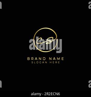 C, S, CS Initial letter handwritten and signature vector logo. Business template in round shape line art Stock Vector