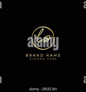 L, S, LS Initial letter handwritten and signature vector logo. Business template in round shape line art Stock Vector