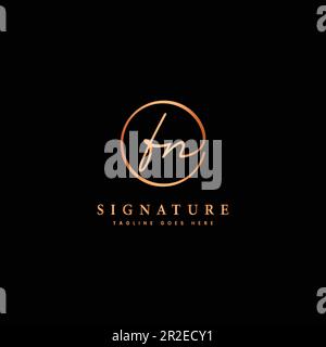F, N, FN Initial letter handwritten and signature vector logo. Business template in round shape line art Stock Vector