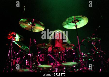 Sesto San Giovanni ,Milan Italy 1993-11-15 : Mike Portnoy drummer of Dream Theater live concert at the Palasesto Stock Photo