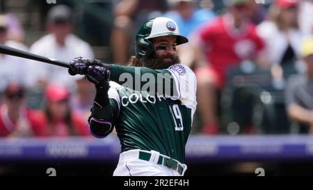 Colorado Rockies designated hitter Charlie Blackmon (19) in the first  inning of a baseball game Monday, July 11, 2022, in Denver. (AP Photo/David  Zalubowski Stock Photo - Alamy