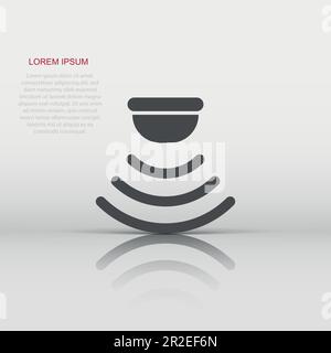Motion sensor icon in flat style. Sensor waves vector illustration on white isolated background. Security connection business concept. Stock Vector