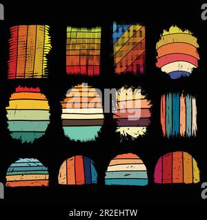 Sunset vintage retro set element background vector illustration for your company or brand Stock Vector