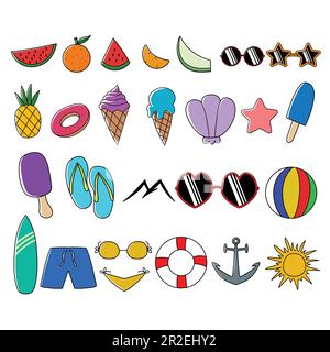 Summer element set collection vector illustration for your company or brand Stock Vector