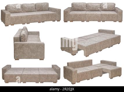Folding sofa. Isolated from the background. In different angles. Interior element Stock Photo