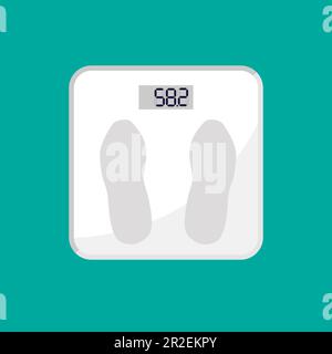 Bathroom floor scales. Weight measure equipment or tool. Vector illustration isolated on green background. Stock Vector