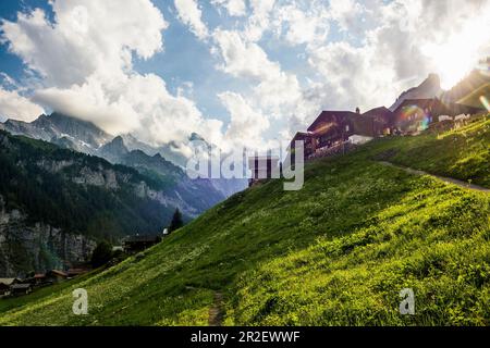 Gimmelwald, Lauterbrunnen Valley, Lauterbrunnen, Canton Bern, Bernese Oberland, Switzerland Stock Photo