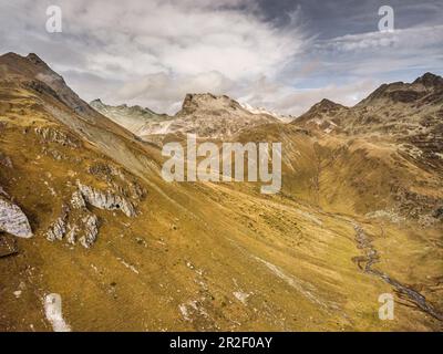 Barren mountains in autumn on the Julier Pass, Graubünden, Switzerland, Europe Stock Photo