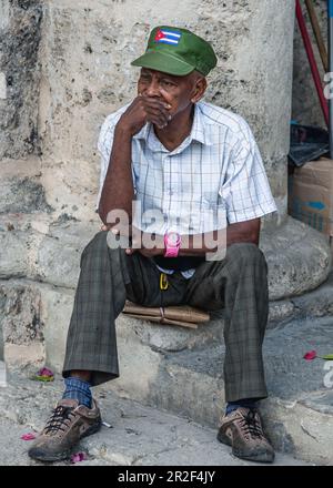 Thoughtful man, Havana, Cuba Stock Photo