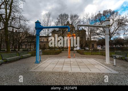 Buildings and infrastructure of the old railway station in Aleksandrów Kujawski, Poland. Stock Photo
