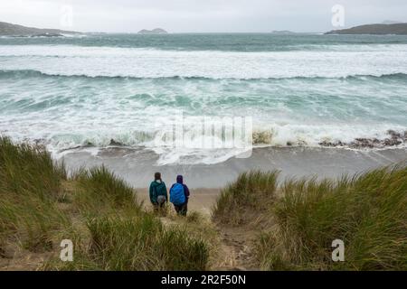 Storm on the beach, Derrynane Bay, Caherdaniel, County Kerry, Ring of Kerry, Ireland Stock Photo