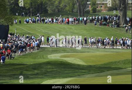 Rochester, United States. 19th May, 2023. Spectators crowd the course during the second round of the 2023 PGA Championship at Oak Hill Country Club in Rochester, New York on Friday, May 19, 2023. Photo by Aaron Josefczyk/UPI Credit: UPI/Alamy Live News Stock Photo