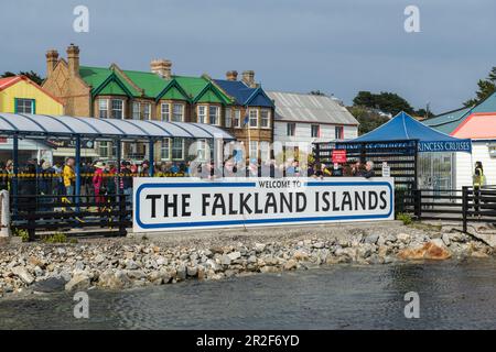 Approaching the center of Stanley, capital of the Falkland Islands, Stanley, Falkland Islands, British Overseas Territory Stock Photo