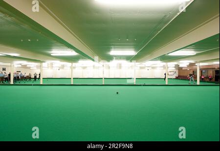 Ayr Indoor lawn bowling Green in Scotland Stock Photo