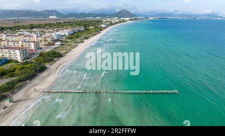 Aerial view, Spain Mallorca, Muro Region of Port d' Alcudia Can Picafort Stock Photo