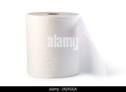 Paper towel roll on white background Stock Photo