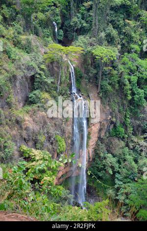 Malawi; Northern Region; north of Livingstonia; Manchewe waterfall; Water falls in numerous cascades into the depths Stock Photo