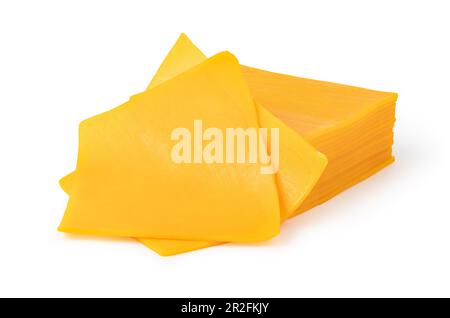 cheddar cheese slice isolated on a white background Stock Photo