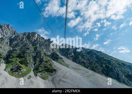 View from the Seegrube station to the Hafelekar mountain station in Innsbruck, Tyrol, Austria Stock Photo