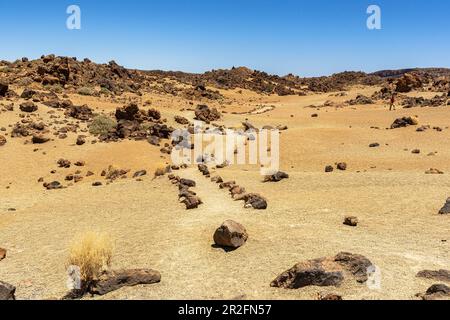 Orange-yellow sandy landscape "Minas de San Jose" in El Teide National Park, Tenerife, Spain Stock Photo