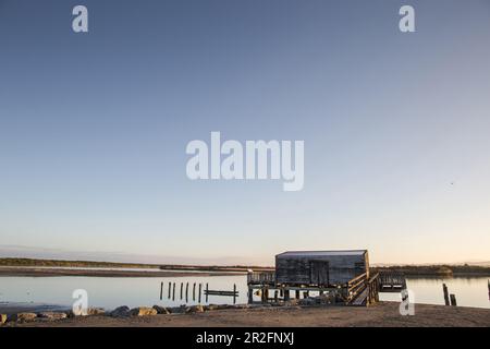 Sunset at Okarito Lagoon on the West Coast of New Zealand Stock Photo