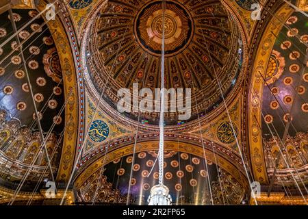Ceiling of the Great Mosque of Muhammad Ali Pasha, the Citadel, Cairo Stock Photo