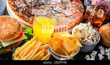 Foods enhancing the risk of cancer. Junk food Stock Photo