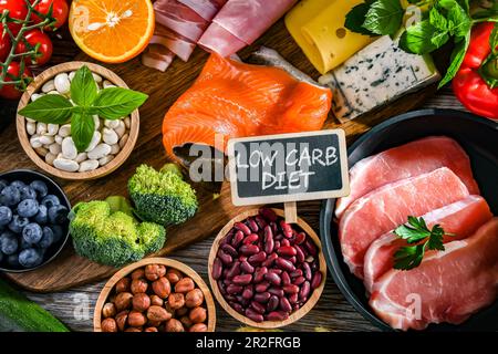 Low-carbohydrate diet products recommended for weight loss Stock Photo