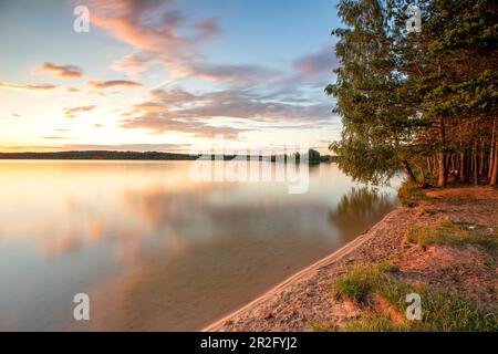 Evening mood at Rothsee, Roth, Middle Franconia, Franconia, Bavaria, Germany, Europe Stock Photo