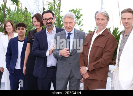 Cannes, France. 19th May, 2023. CANNES, FRANCE - MAY 19: Ethann Isidore, Phoebe Waller-Bridge, James Mangold, Harrison Ford, Mads Mikkelsen, Boyd Holbrook attend the 'Indiana Jones And The Dial Of Destiny' photocall at the 76th annual Cannes film festival at Palais des Festivals on May 19, 2023 in Cannes, France. Photo: DGP/imageSPACE/Sipa USA Credit: Sipa USA/Alamy Live News Stock Photo