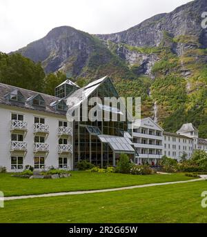 Fretheim Hotel in Flam on Aurlandsfjorden, Sogn og Fjordane, Norway, Europe Stock Photo