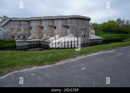 Brest, Belarus - April 30, 2023: Pillboxes of a complex of fortifications from the Second World War Stock Photo