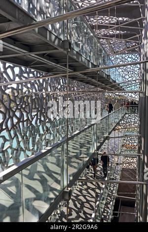 Staircase in the MuCem (Museum of European and Mediterranean Civilizations), Marseille, Bouches-du-Rhone, Provence-Alpes-Cote d'Azur, France Stock Photo