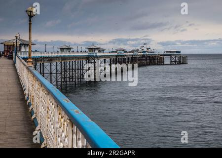 Wooden Pier at Llandudno, Wales. pier. Stock Photo