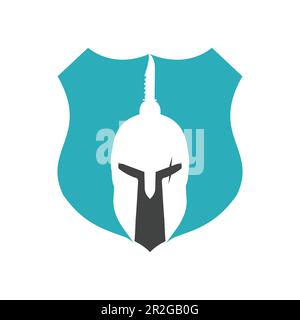 Greek warrior helmet, antiques roman helmet for head protection spartan helmet icon. descent shape and color flat design style. vector illustration Stock Vector