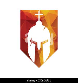 Greek warrior helmet, antiques roman helmet for head protection spartan helmet icon. descent shape and color flat design style. vector illustration Stock Vector