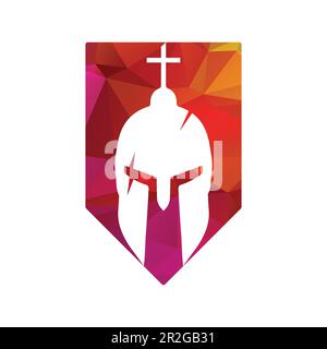 Greek warrior helmet, antiques roman helmet for head protection spartan helmet icon. descent shape and color flat design style. vector illustration Stock Vector