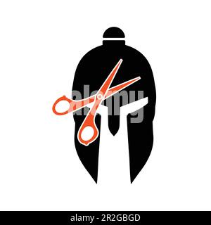 Greek warrior helmet, antiques roman helmet for head protection spartan helmet icon. descent shape and color flat design style. vector illustration Stock Vector