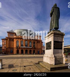 Gutenberg Monument and State Theater in Mainz, Rhineland-Palatinate, Germany Stock Photo