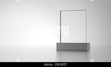 Glass award with metal base isolated on gray background. 3d illustration. Stock Photo