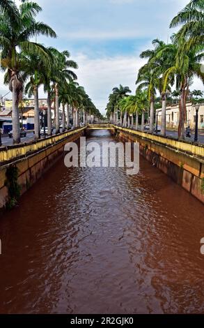 Black creek that originally named the city of Ribeirao Preto in Sao Paulo, Brazil Stock Photo