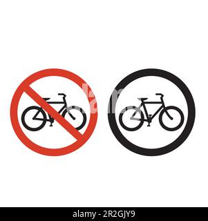 Forbidden bicycles sign on a white background with copy space Stock Vector