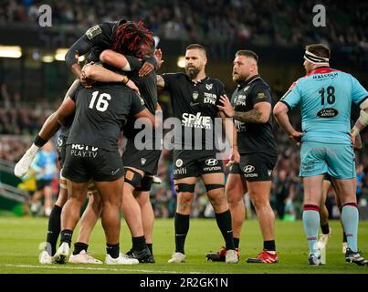 RC Toulon's Charles Ollivon celebrates scoring their side's third try of the game during the ECPR Challenge Cup final at Aviva Stadium, Dublin. Picture date: Friday May 19, 2023. Stock Photo